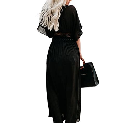 Femmes Robe De Plage Cardigan Long Parois Bikini Couverture Cover Up Dentelle Crochet Front