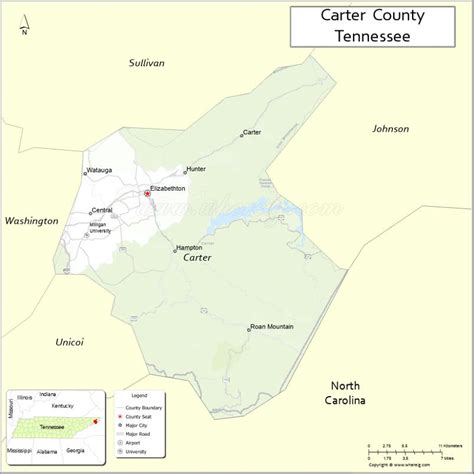 map  carter county tennessee   located cities population
