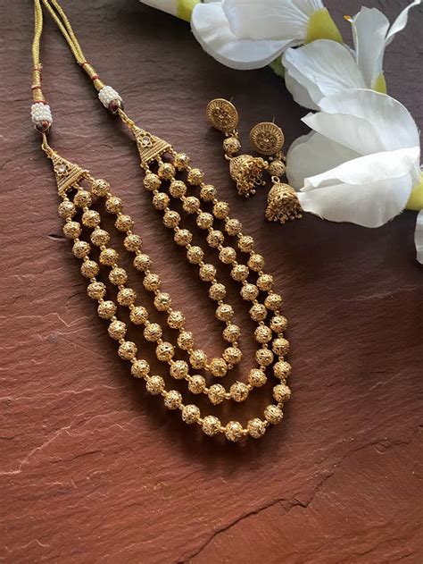 Long Necklace Gold Necklace Matar Mala Gold Mala Temple Etsy