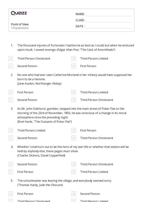 50 Analyzing Point Of View Worksheets For 8th Class On Quizizz Free And Printable