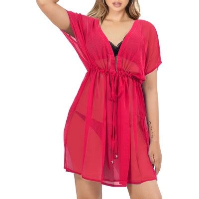 La Leela Women S Summer Beach Bikini Sheer Chiffon Cover Up V Neck Dress Bathing Suit Swimwear
