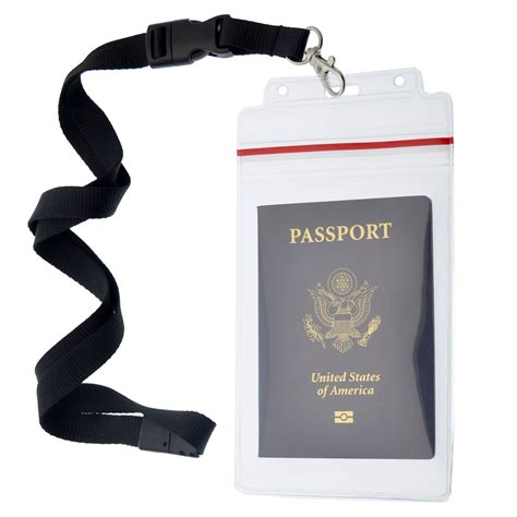 2 Pack Clear Waterproof Passport Holders With Premium Lanyards By Specialist Id Ebay