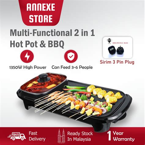 In Electric Multi Cooker Barbecue Pan Hot Pot Cooker Electric Bbq Griddle Non Stick Hotpot