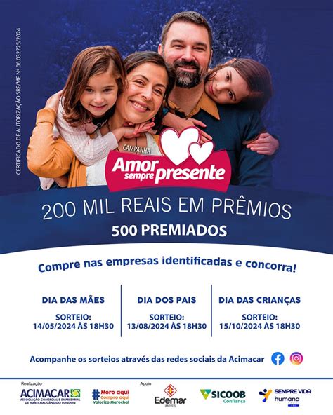 Sorteio da campanha de Dia das Mães da Acimacar acontece nesta terça feira