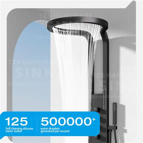 Black Multifunction Rainfalll Piano Key Hot And Cold Sprinkler Massage Shower Head Sets System