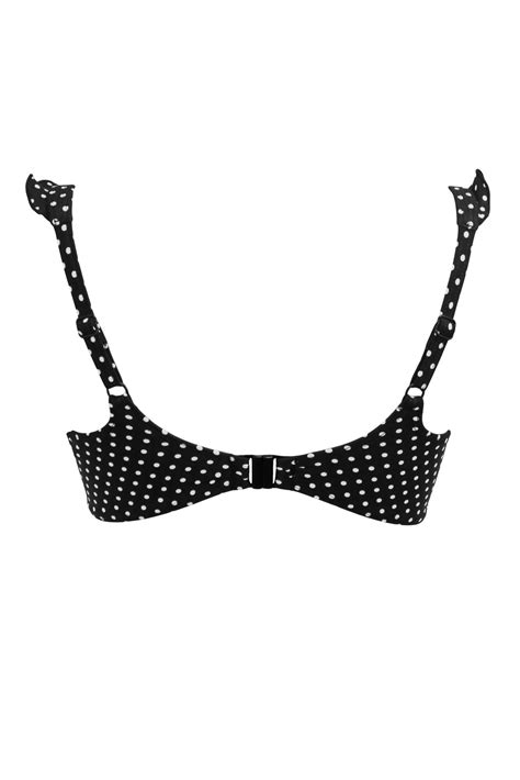 Sicily Longline Underwired Bikini Top In Black White Pour Moi