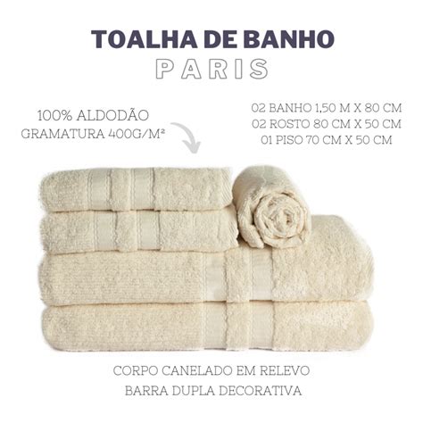 Jogo de Toalha de Banho 5 Peças Gigante Paris Nude Marina Enxovais