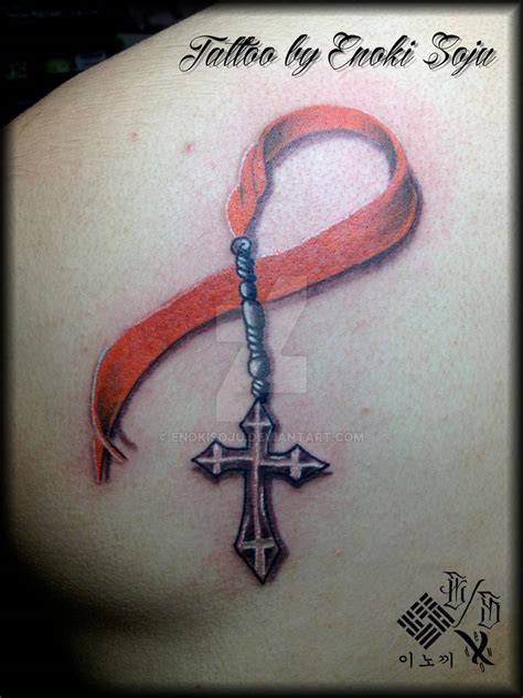 ribbon rosary cross tattoo  enoki soju  enokisoju  deviantart