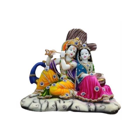 Multicolor Painted Lord Radha Krishna Marble Statue For Worship At Rs