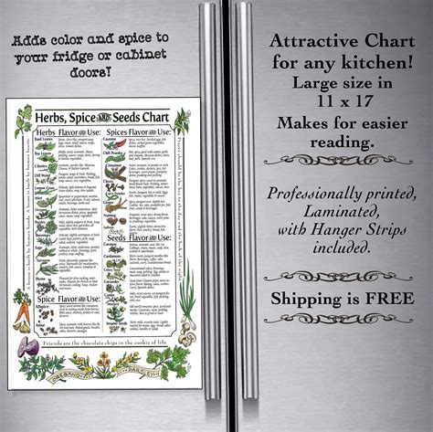 Laminated Cooking Herbs Chart 11x17 - Etsy