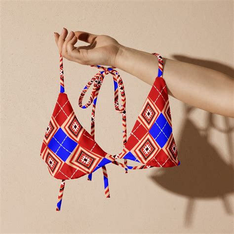Argyle Navajo Recycled String Bikini Set Western Electric Navajo Clothing Trendy Swimwear Two