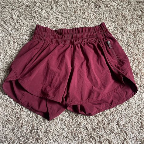 Lulu Lemon Hotty Hot Shorts In Maroon Dark Red Depop