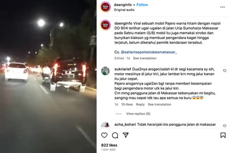 Foto Viral Video Pajero Sport Ugal Ugalan Di Jalan Raya Pakai Strobo