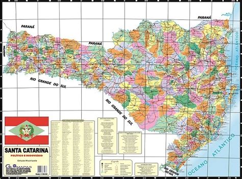 Mapa Político De Santa Catarina - Mapa De Santa Catarina Político Rodoviario Ed. Atualizada - R$ 24,90 em ...