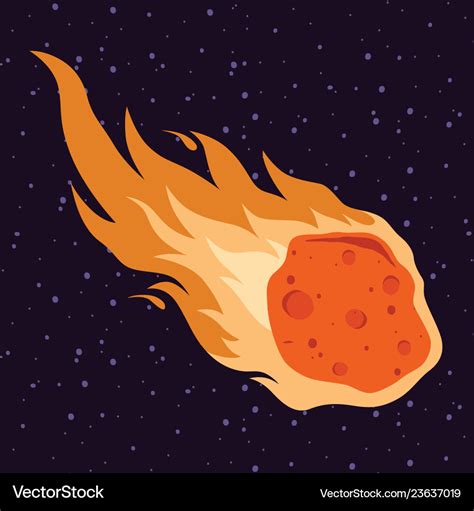 Flame meteor asteroid rain fall in cartoon Vector Image