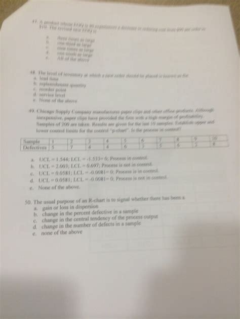 Solved supply chain management Question number 49 The | Chegg.com