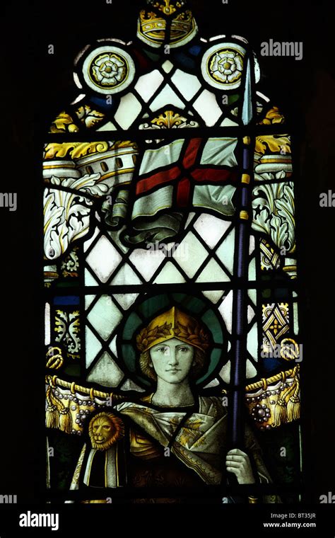 Stained Glass Window Depicting Saint George Stock Photo Alamy