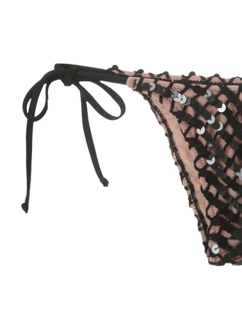 Amir Slama Sequinned Triangle Bikini Set Black FARFETCH
