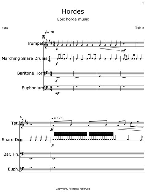 Hordes - Sheet music for Trumpet, Marching Bass Drums, Baritone Horn ...