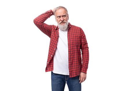 Premium Photo Mature Handsome Grayhaired Man With Beard