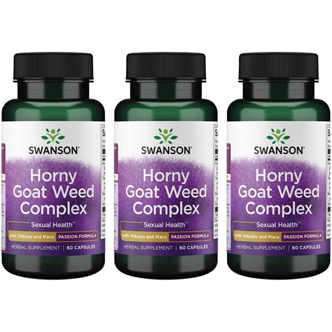 Swanson Horny Goat Weed Complex With Tribulus And Maca 60 Caps 3 Pack Walmart