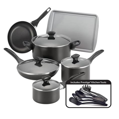 Faberware Easy Clean Aluminum Nonstick Cookware Set 15 Pc Black