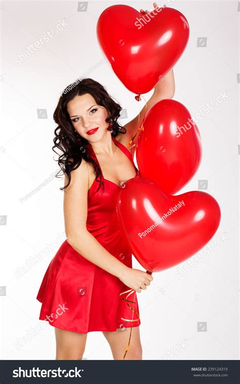 Sexy Brunette Balloons Heart Stock Photo Shutterstock