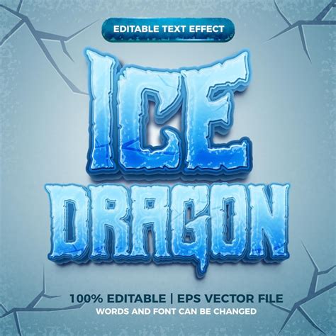 Dragón de hielo 3d efecto de texto editable congelado estilo de dibujos