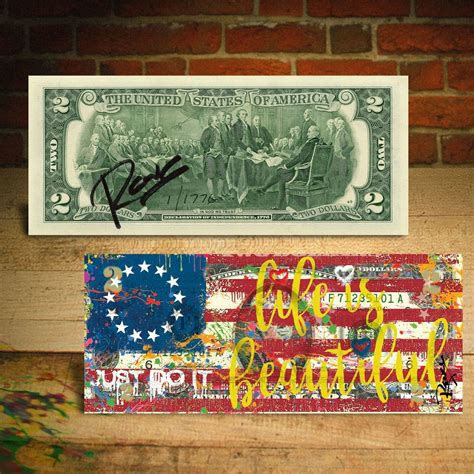 BETSY ROSS FLAG 1776 Signed Rency Art $2 Bill - LTD and S/N of 1776