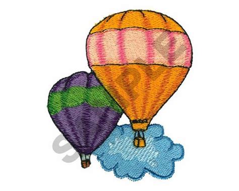 Hot Air Balloons Machine Embroidery Design Etsy