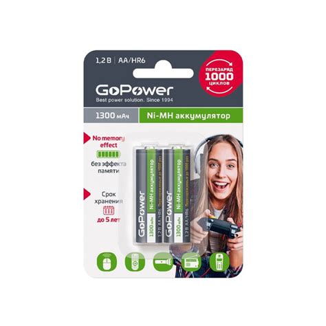 Аккумулятор бытовой 1300mAh (2 шт.) GoPower - купить с доставкой по ...