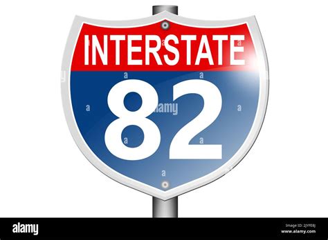 Interstate Highway 82 Road Sign Isolated On White Background 3d