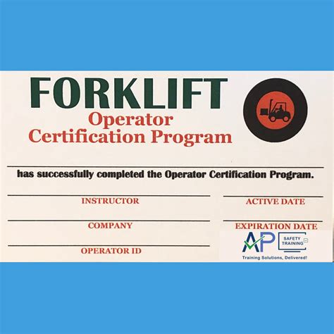 forklift operator certification series certification card ap safety