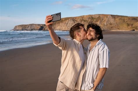 Free Photo Medium Shot Gay Couple Taking Selfie