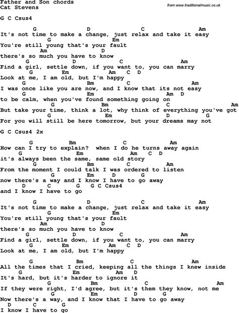 Song Lyrics With Guitar Chords For Father And Son Lyrics And Chords
