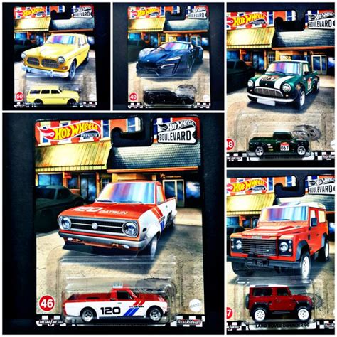 Hot Wheels Premium Boulevard Land Rover Defender BRE Datsun Sunny Austin Mini Pickup Lykan Volvo