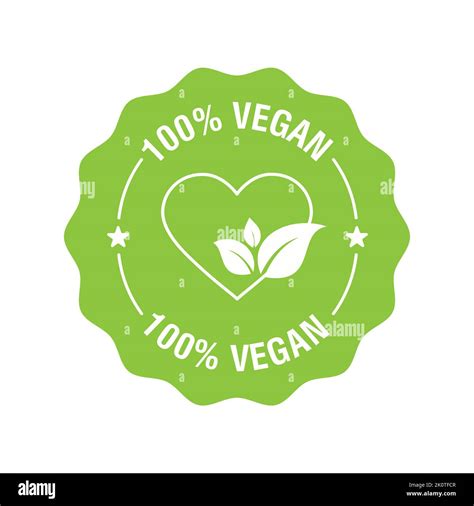 100 Percent Vegan Logo Vector Icon Vegetarian Organic Food Label Badge