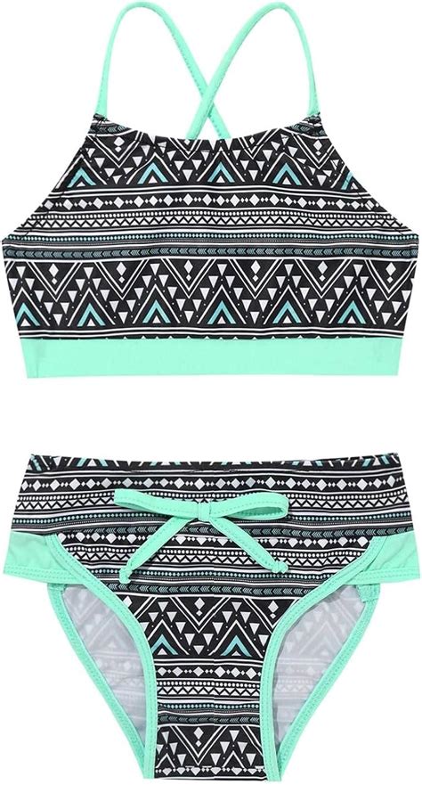 IEFIEL Maillot de Bain Tankini 2 Pièces Enfant Fille Bikini Gilet Court et Culotte Slip de Bain