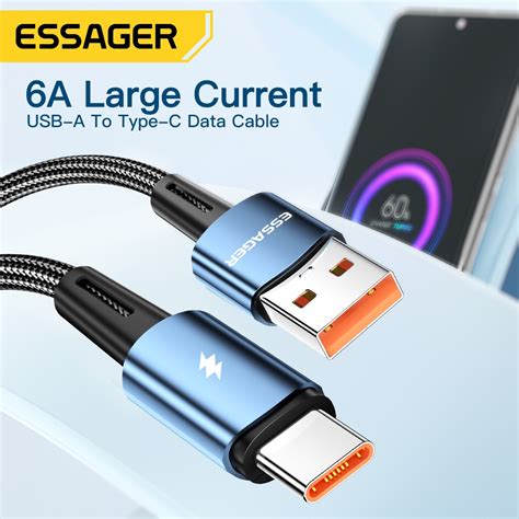 Essager 120w Xiaomi Turbo Charger Cable 6A Type C Cbal Fast Charging