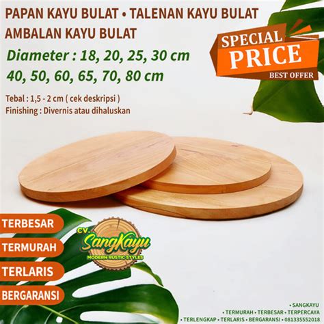 Jual Round Wood Kayu Bulat Cm Talenan Nampan Kayu Bahan Meja Samping