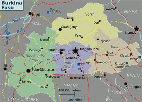 Large regions map of Burkina Faso | Burkina Faso | Africa | Mapsland