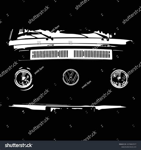 Vw Combi Front Black White Silhouette Stock Vector Royalty Free