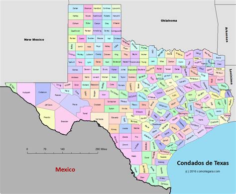 Mapa De Los Condados De Texas