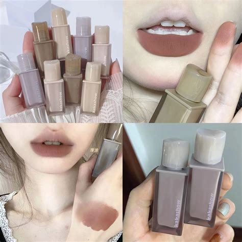 Kakashow Lip Mud Matte Velvet Lightweight Soft Misty Long Lasting Lip Glaze Nude Color Whitening
