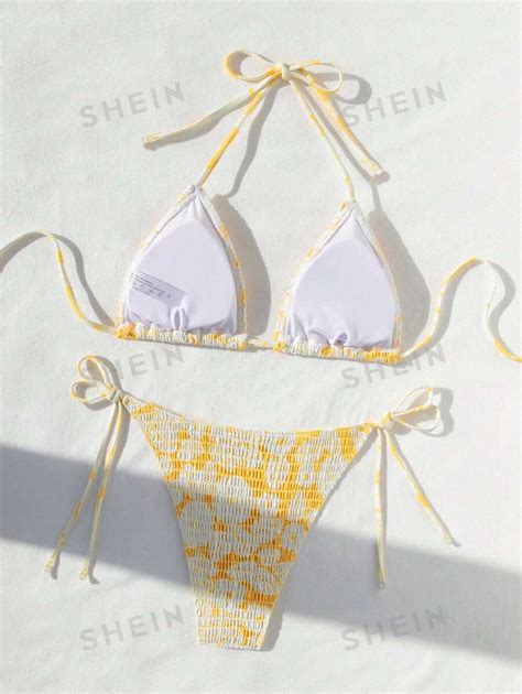 Shein Swim Mod Ensemble De Bikini S Par Col Licou Tie Dye Ensemble De Bikini Cordes