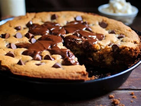 Premium Ai Image Skillet Roasted Chocolate Chips Cookie Cake