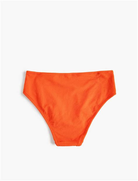 Turuncu Kadın Yüksek Bel Bikini Altı Dokulu Basic 4SAK00013MM Koton