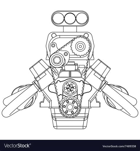Hot Rod Engine Royalty Free Vector Image VectorStock