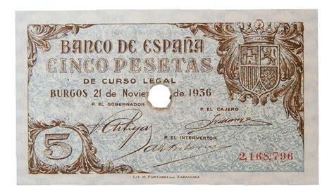 Espa A Billete Pesetas Burgos Sc Taladro Monedalia Es