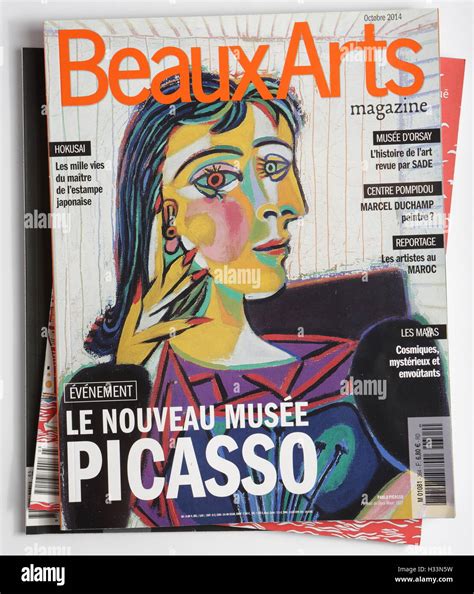 France October 2 2014 Stack Of French Magazines Beaux Art On Top